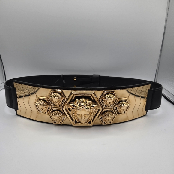 Versace Limited Edition Medusa Bondage Wide Black Leather Belt Nwt - Picture 15 of 15